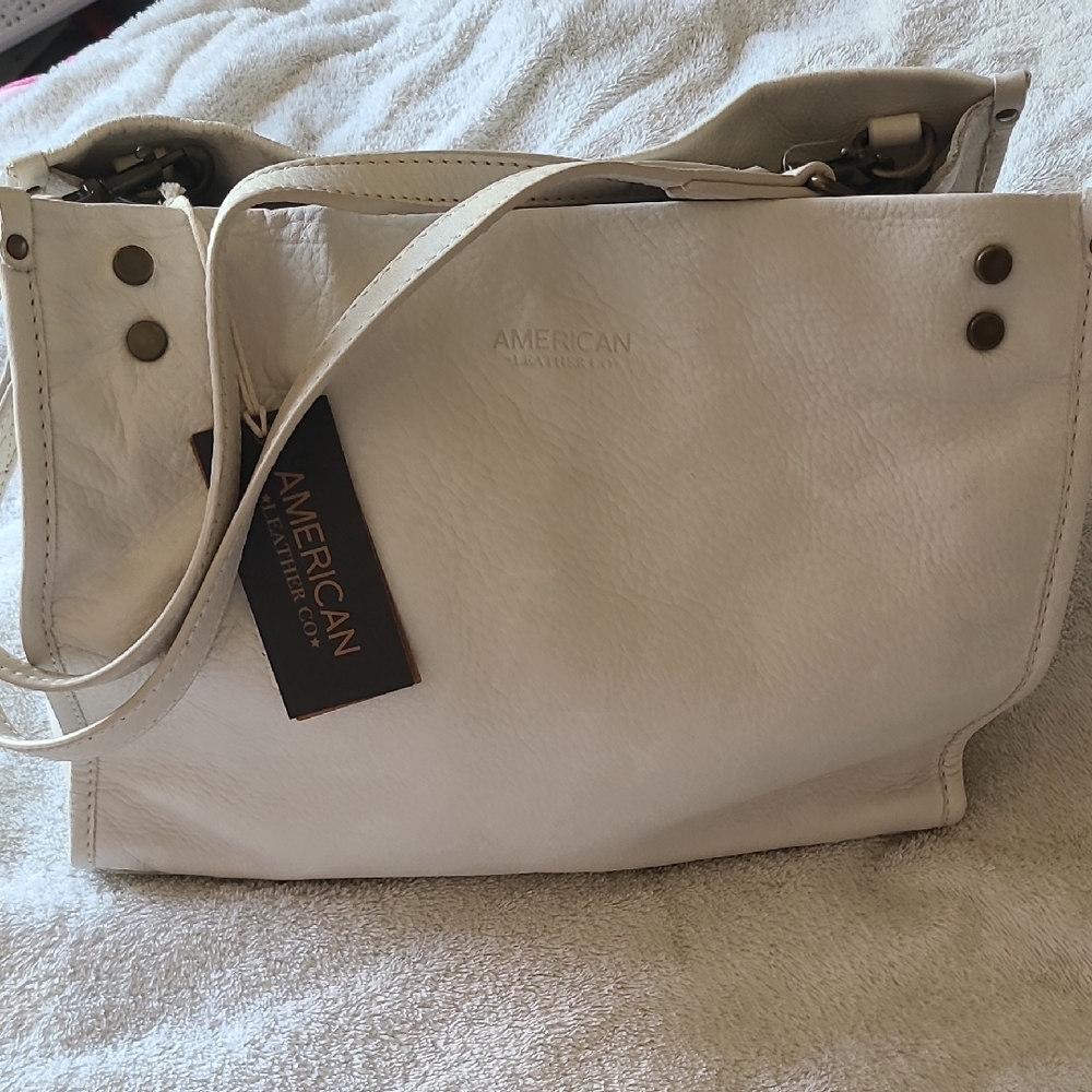 American Leather Co. White Shoulder Bag